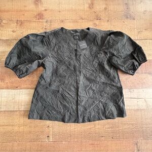 Club Monaco Seamed Puffed Sleeve Top Black XXS NEW with Tags